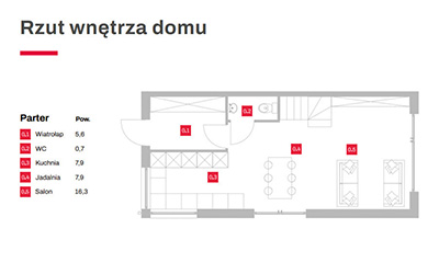 Osada Kochanów - rzut wnętrza domów